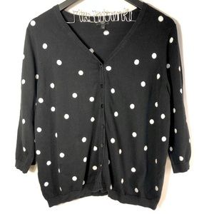 Talbots Polka Dot Button Front Cardigan Sweater